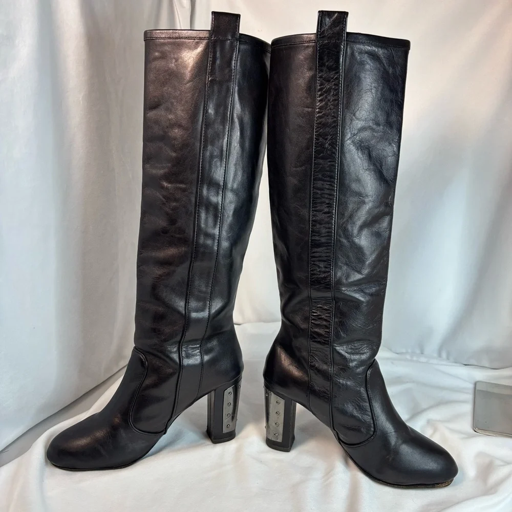 Rare REBECCA MINKOFF Sari Leather Black Leather Boots Sz 5